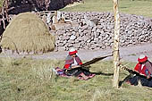 Traditional Quechua loom in the Urubamba valley